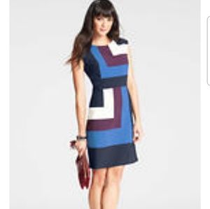 Ann Taylor color block sheath dress 00P